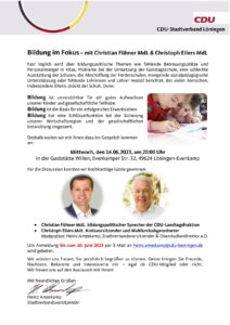 Bildung im Fokus – mit Christian Fühner MdL & Christoph Eilers MdL