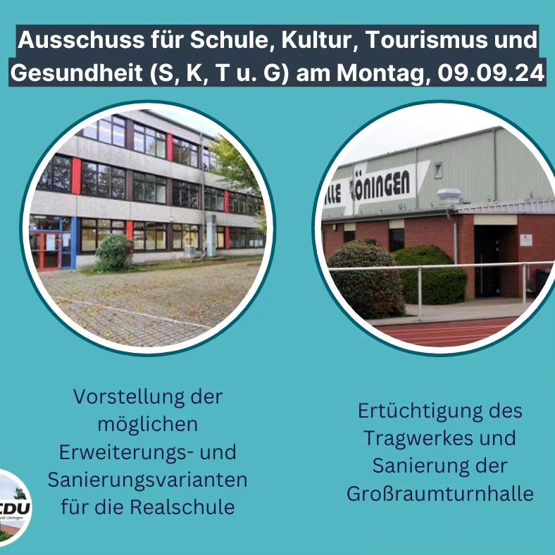 Ausschuss-Sitzung Schule, Kultur, Tourismus und Gesundheit (09.09.24)