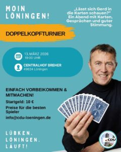 Heute, 13.März: Doppelkopf Turnier mit unserem Bürgermeisterkandidaten Gerd Lübken